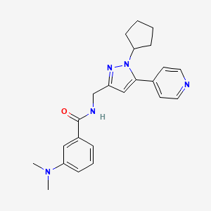 molecular formula C23H27N5O B2461477 N-((1-cyclopentyl-5-(pyridin-4-yl)-1H-pyrazol-3-yl)methyl)-3-(dimethylamino)benzamide CAS No. 1421475-97-9
