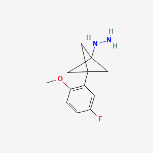 molecular formula C12H15FN2O B2461487 [3-(5-Fluoro-2-methoxyphenyl)-1-bicyclo[1.1.1]pentanyl]hydrazine CAS No. 2287345-09-7