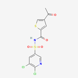 molecular formula C12H8Cl2N2O4S2 B2461491 4-acetyl-N-[(5,6-dichloropyridin-3-yl)sulfonyl]thiophene-2-carboxamide CAS No. 2094330-53-5