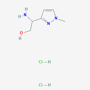 molecular formula C6H13Cl2N3O B2461504 2-Amino-2-(1-methylpyrazol-3-yl)ethanol;dihydrochloride CAS No. 2306268-15-3