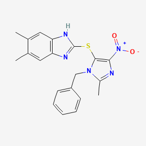 2-[(1-benzyl-2-methyl-4-nitro-1H-imidazol-5-yl)thio]-5,6-dimethyl-1H-benzimidazole