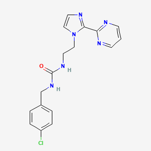 molecular formula C17H17ClN6O B2461517 1-(4-chlorobenzyl)-3-(2-(2-(pyrimidin-2-yl)-1H-imidazol-1-yl)ethyl)urea CAS No. 1796965-26-8