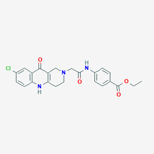 molecular formula C23H22ClN3O4 B2461526 ethyl 4-(2-(8-chloro-10-oxo-3,4-dihydrobenzo[b][1,6]naphthyridin-2(1H,5H,10H)-yl)acetamido)benzoate CAS No. 1226440-14-7