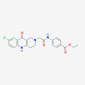 molecular formula C23H22ClN3O4 B2461526 4-(2-(8-cloro-10-oxo-3,4-dihidrobenzo[b][1,6]naftiridin-2(1H,5H,10H)-il)acetamido)benzoato de etilo CAS No. 1226440-14-7