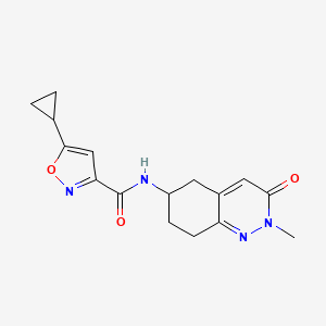 molecular formula C16H18N4O3 B2461530 5-cyclopropyl-N-(2-methyl-3-oxo-2,3,5,6,7,8-hexahydrocinnolin-6-yl)isoxazole-3-carboxamide CAS No. 2034320-12-0
