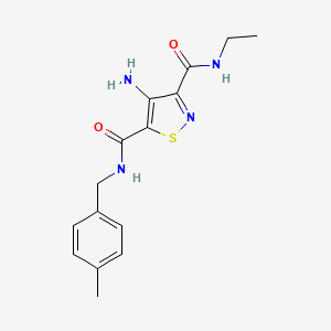 molecular formula C15H18N4O2S B2461544 4-氨基-N3-乙基-N5-(4-甲基苄基)异噻唑-3,5-二甲酰胺 CAS No. 1251674-97-1