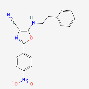 molecular formula C18H14N4O3 B2461546 2-(4-Nitrophenyl)-5-(phenethylamino)oxazole-4-carbonitrile CAS No. 613649-85-7
