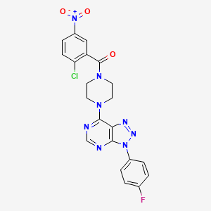 molecular formula C21H16ClFN8O3 B2461551 (2-chloro-5-nitrophenyl)(4-(3-(4-fluorophenyl)-3H-[1,2,3]triazolo[4,5-d]pyrimidin-7-yl)piperazin-1-yl)methanone CAS No. 941978-64-9