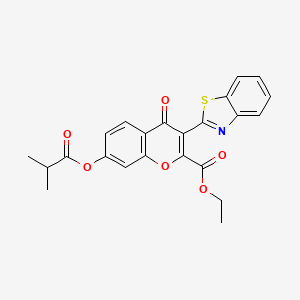 molecular formula C23H19NO6S B2461553 ethyl 3-(1,3-benzothiazol-2-yl)-7-[(2-methylpropanoyl)oxy]-4-oxo-4H-chromene-2-carboxylate CAS No. 610760-34-4