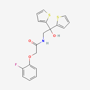 molecular formula C18H16FNO3S2 B2461554 2-(2-fluorophenoxy)-N-(2-hydroxy-2,2-di(thiophen-2-yl)ethyl)acetamide CAS No. 2034589-37-0