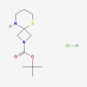 molecular formula C11H21ClN2O2S B2461563 Tert-butyl 5-thia-2,9-diazaspiro[3.5]nonane-2-carboxylate;hydrochloride CAS No. 2445785-30-6