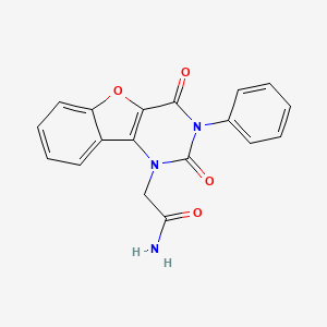 molecular formula C18H13N3O4 B2461565 2-(2,4-Dioxo-3-phenyl-[1]benzofuro[3,2-d]pyrimidin-1-yl)acetamide CAS No. 877656-68-3