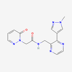molecular formula C15H15N7O2 B2461569 N-((3-(1-甲基-1H-吡唑-4-基)吡嗪-2-基)甲基)-2-(6-氧代吡哒嗪-1(6H)-基)乙酰胺 CAS No. 2034465-54-6