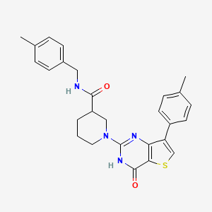 molecular formula C27H28N4O2S B2461573 N-(4-甲基苄基)-1-[7-(4-甲基苯基)-4-氧代-3,4-二氢噻吩并[3,2-d]嘧啶-2-基]哌啶-3-甲酰胺 CAS No. 1242938-51-7