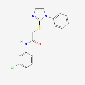 molecular formula C18H16ClN3OS B2461577 N-(3-氯-4-甲基苯基)-2-((1-苯基-1H-咪唑-2-基)硫代)乙酰胺 CAS No. 688335-49-1