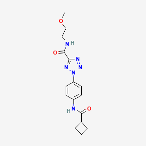 molecular formula C16H20N6O3 B2461583 2-(4-(环丁烷甲酰胺)苯基)-N-(2-甲氧基乙基)-2H-四唑-5-甲酰胺 CAS No. 1396849-64-1