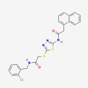 molecular formula C23H19ClN4O2S2 B2461593 N-(2-chlorobenzyl)-2-((5-(2-(naphthalen-1-yl)acetamido)-1,3,4-thiadiazol-2-yl)thio)acetamide CAS No. 868973-25-5