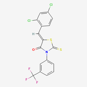 molecular formula C17H8Cl2F3NOS2 B2461594 (Z)-5-(2,4-dichlorobenzylidene)-2-thioxo-3-(3-(trifluoromethyl)phenyl)thiazolidin-4-one CAS No. 299956-00-6