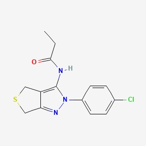 molecular formula C14H14ClN3OS B2461616 N-[2-(4-chlorophenyl)-4,6-dihydrothieno[3,4-c]pyrazol-3-yl]propanamide CAS No. 361168-25-4