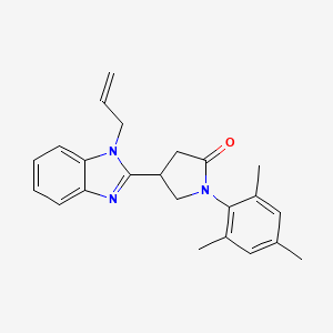 molecular formula C23H25N3O B2461619 4-(1-allyl-1H-benzo[d]imidazol-2-yl)-1-mesitylpyrrolidin-2-one CAS No. 847395-80-6
