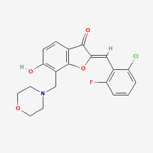 molecular formula C20H17ClFNO4 B2461625 (Z)-2-(2-chloro-6-fluorobenzylidene)-6-hydroxy-7-(morpholinomethyl)benzofuran-3(2H)-one CAS No. 896825-71-1
