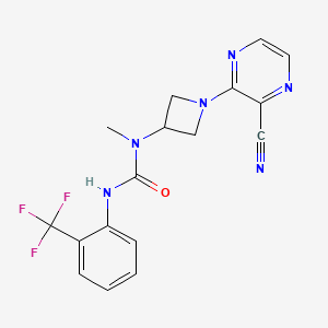 molecular formula C17H15F3N6O B2461633 1-[1-(3-Cyanopyrazin-2-yl)azetidin-3-yl]-1-methyl-3-[2-(trifluoromethyl)phenyl]urea CAS No. 2380173-43-1