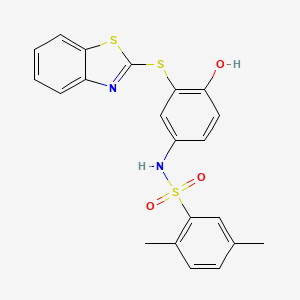 molecular formula C21H18N2O3S3 B2461642 N-[3-(1,3-benzothiazol-2-ylsulfanyl)-4-hydroxyphényl]-2,5-diméthylbenzène-1-sulfonamide CAS No. 361179-60-4