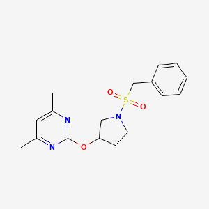 molecular formula C17H21N3O3S B2461644 2-((1-(Benzylsulfonyl)pyrrolidin-3-yl)oxy)-4,6-dimethylpyrimidine CAS No. 2034499-85-7