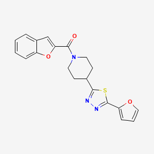 molecular formula C20H17N3O3S B2461648 Benzofuran-2-yl(4-(5-(furan-2-yl)-1,3,4-thiadiazol-2-yl)piperidin-1-yl)methanone CAS No. 1351647-22-7