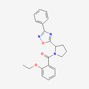 molecular formula C21H21N3O3 B2461655 5-[1-(2-Ethoxybenzoyl)pyrrolidin-2-yl]-3-phenyl-1,2,4-oxadiazole CAS No. 1788979-08-7