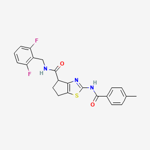 molecular formula C22H19F2N3O2S B2461658 N-(2,6-difluorobenzyl)-2-(4-methylbenzamido)-5,6-dihydro-4H-cyclopenta[d]thiazole-4-carboxamide CAS No. 941926-60-9