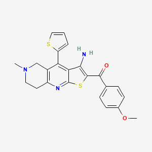 molecular formula C23H21N3O2S2 B2461662 [3-Amino-6-methyl-4-(2-thienyl)-5,6,7,8-tetrahydrothieno[2,3-b][1,6]naphthyridin-2-yl](4-methoxyphenyl)methanone CAS No. 445384-48-5