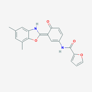 molecular formula C20H16N2O4 B246168 N-[(3E)-3-(5,7-dimethyl-3H-1,3-benzoxazol-2-ylidene)-4-oxocyclohexa-1,5-dien-1-yl]furan-2-carboxamide 