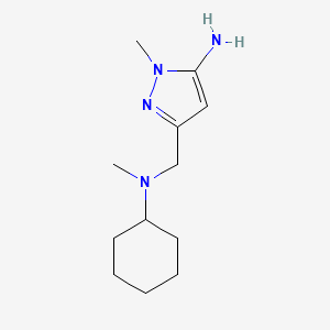 molecular formula C12H22N4 B2461687 3-{[cyclohexyl(methyl)amino]methyl}-1-methyl-1H-pyrazol-5-amine CAS No. 1855937-67-5