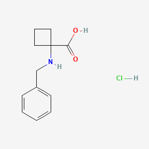 molecular formula C12H16ClNO2 B2461690 1-(Benzylamino)cyclobutane-1-carboxylic acid hydrochloride CAS No. 1909314-00-6