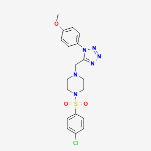molecular formula C19H21ClN6O3S B2461691 1-((4-chlorophenyl)sulfonyl)-4-((1-(4-methoxyphenyl)-1H-tetrazol-5-yl)methyl)piperazine CAS No. 1040651-28-2