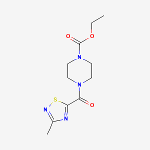 molecular formula C11H16N4O3S B2461692 Ethyl 4-(3-methyl-1,2,4-thiadiazole-5-carbonyl)piperazine-1-carboxylate CAS No. 1448035-40-2