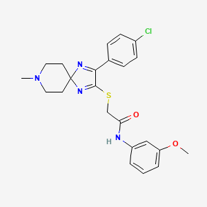 molecular formula C23H25ClN4O2S B2461694 2-((3-(4-chlorophenyl)-8-methyl-1,4,8-triazaspiro[4.5]deca-1,3-dien-2-yl)thio)-N-(3-methoxyphenyl)acetamide CAS No. 1189460-02-3