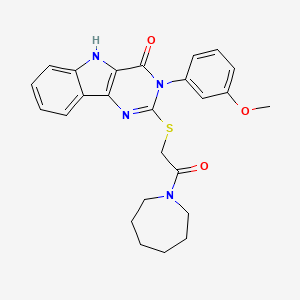 molecular formula C25H26N4O3S B2461704 2-((2-(azepan-1-yl)-2-oxoethyl)thio)-3-(3-methoxyphenyl)-3H-pyrimido[5,4-b]indol-4(5H)-one CAS No. 536706-26-0