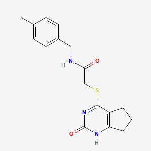 molecular formula C17H19N3O2S B2461708 N-[(4-methylphenyl)methyl]-2-[(2-oxo-1,5,6,7-tetrahydrocyclopenta[d]pyrimidin-4-yl)sulfanyl]acetamide CAS No. 946269-16-5