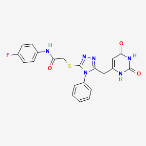 2-((5-((2,6-dioxo-1,2,3,6-tetrahydropyrimidin-4-yl)methyl)-4-phenyl-4H-1,2,4-triazol-3-yl)thio)-N-(4-fluorophenyl)acetamide