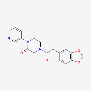 molecular formula C18H17N3O4 B2461721 4-[2-(2H-1,3-benzodioxol-5-yl)acetyl]-1-(pyridin-3-yl)piperazin-2-one CAS No. 2097903-36-9