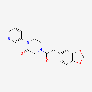 molecular formula C18H17N3O4 B2461721 4-[2-(2H-1,3-苯并二氧杂环戊烯-5-基)乙酰基]-1-(吡啶-3-基)哌嗪-2-酮 CAS No. 2097903-36-9