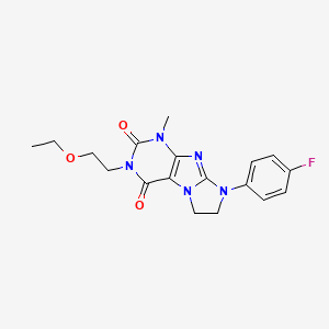molecular formula C18H20FN5O3 B2461725 2-(2-Ethoxyethyl)-6-(4-fluorophenyl)-4-methyl-7,8-dihydropurino[7,8-a]imidazole-1,3-dione CAS No. 872839-78-6