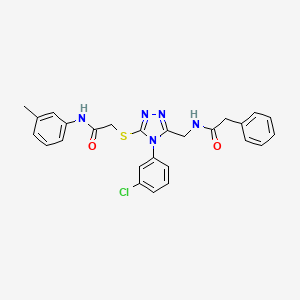 N-[[4-(3-chlorophenyl)-5-[2-(3-methylanilino)-2-oxoethyl]sulfanyl-1,2,4-triazol-3-yl]methyl]-2-phenylacetamide