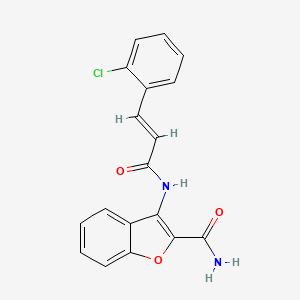 molecular formula C18H13ClN2O3 B2461767 (E)-3-(3-(2-chlorophenyl)acrylamido)benzofuran-2-carboxamide CAS No. 477295-18-4