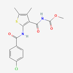 molecular formula C16H15ClN2O4S B2461780 甲基(2-(4-氯苯甲酰胺)-4,5-二甲基噻吩-3-羰基)氨基甲酸酯 CAS No. 896311-08-3