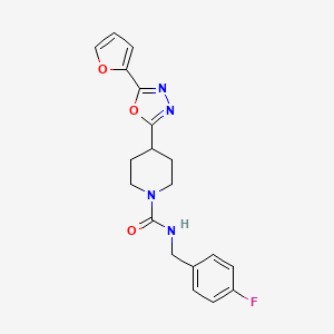 molecular formula C19H19FN4O3 B2461791 N-[(4-fluorophenyl)methyl]-4-[5-(furan-2-yl)-1,3,4-oxadiazol-2-yl]piperidine-1-carboxamide CAS No. 1172567-40-6