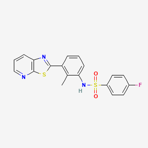 molecular formula C19H14FN3O2S2 B2461793 4-fluoro-N-(2-methyl-3-(thiazolo[5,4-b]pyridin-2-yl)phenyl)benzenesulfonamide CAS No. 863595-13-5