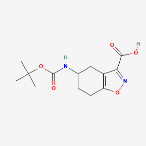 molecular formula C13H18N2O5 B2461802 5-((tert-Butoxycarbonyl)amino)-4,5,6,7-tetrahydrobenzo[d]isoxazole-3-carboxylic acid CAS No. 2177263-49-7